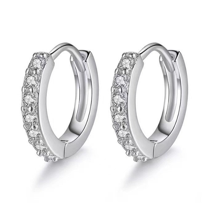 Paved Zircon Huggie Hoop Earring Set for Women