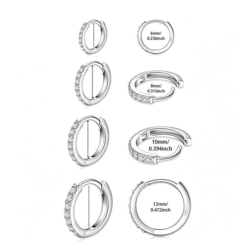 Paved Zircon Huggie Hoop Earring Set for Women