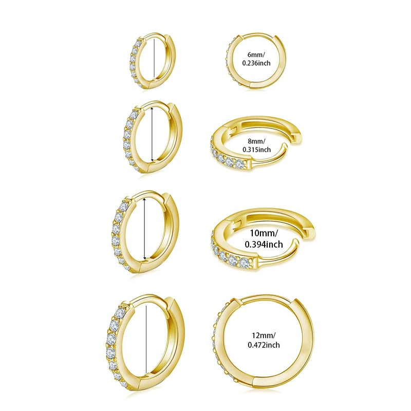 Paved Zircon Huggie Hoop Earring Set for Women