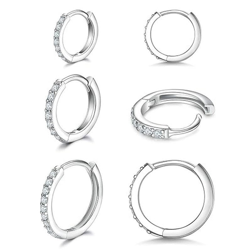 Paved Zircon Huggie Hoop Earring Set for Women
