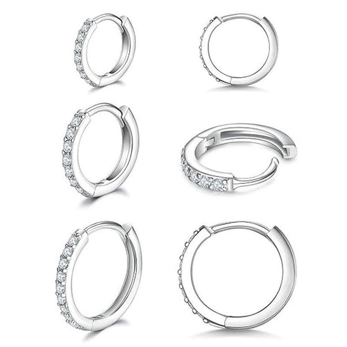 Paved Zircon Huggie Hoop Earring Set for Women