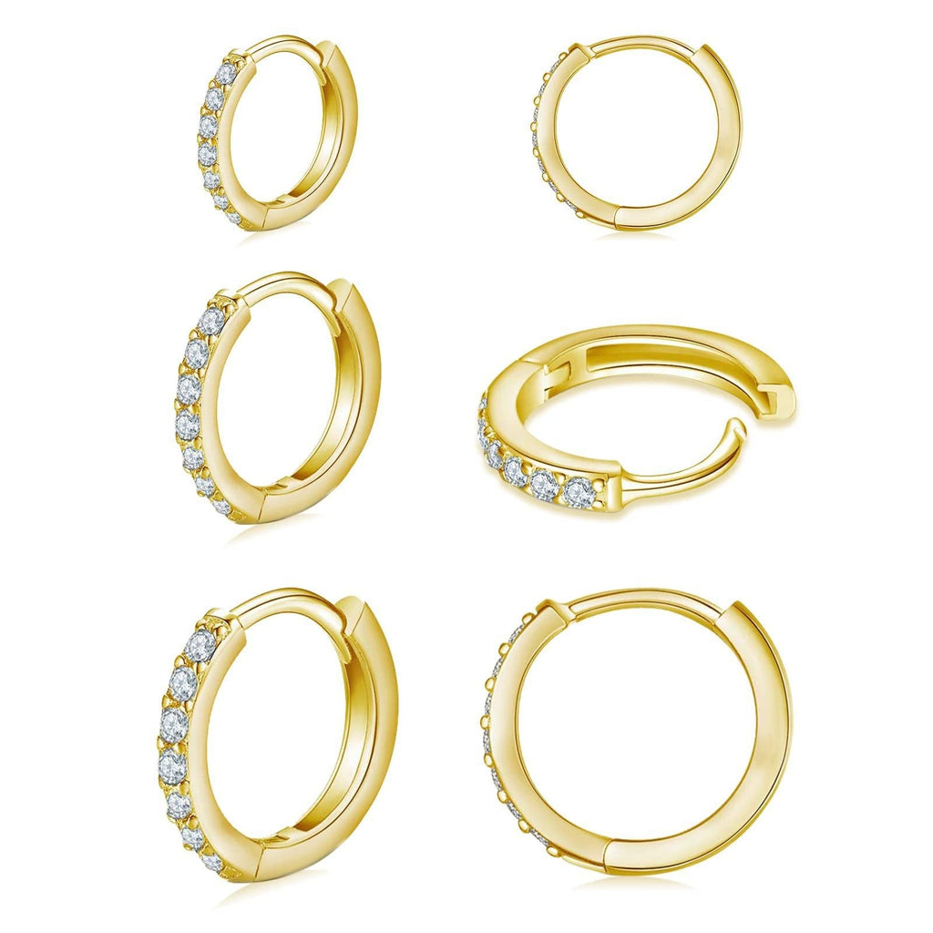 Paved Zircon Huggie Hoop Earring Set for Women