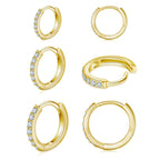 Paved Zircon Huggie Hoop Earring Set for Women