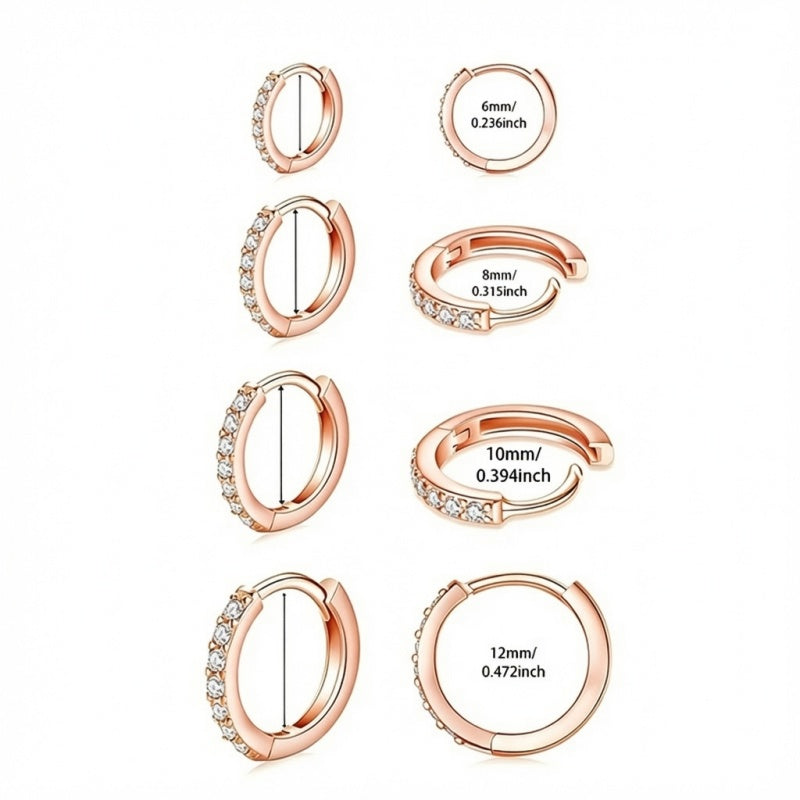 Paved Zircon Huggie Hoop Earring Set for Women